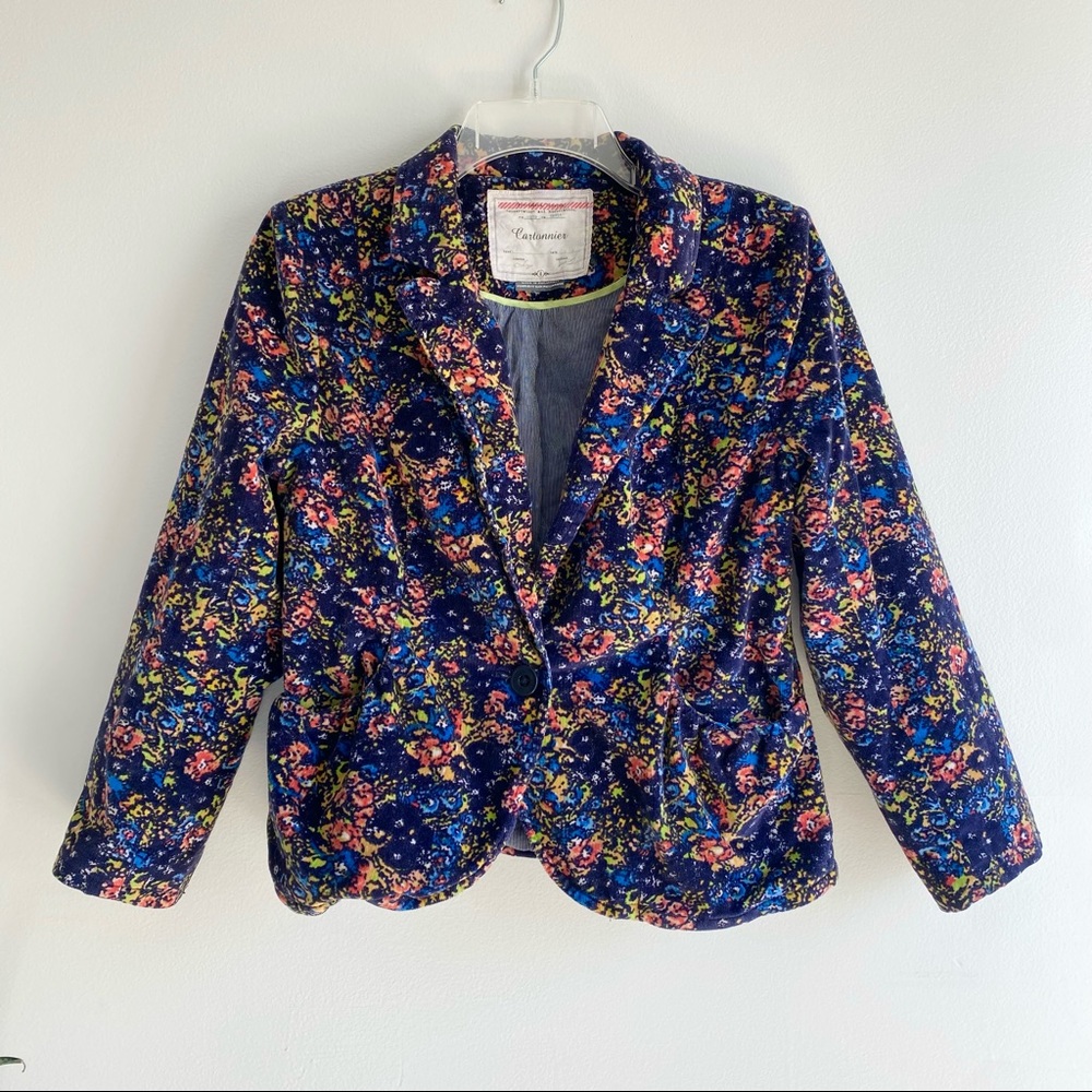 Anthropologie Cartonnier | Corduroy Floral Blazer